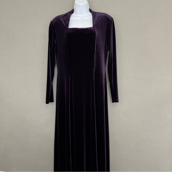 Coldwater Creek Purple Velour Long Sleeve Holiday Midi Dress - Picture 1 of 13